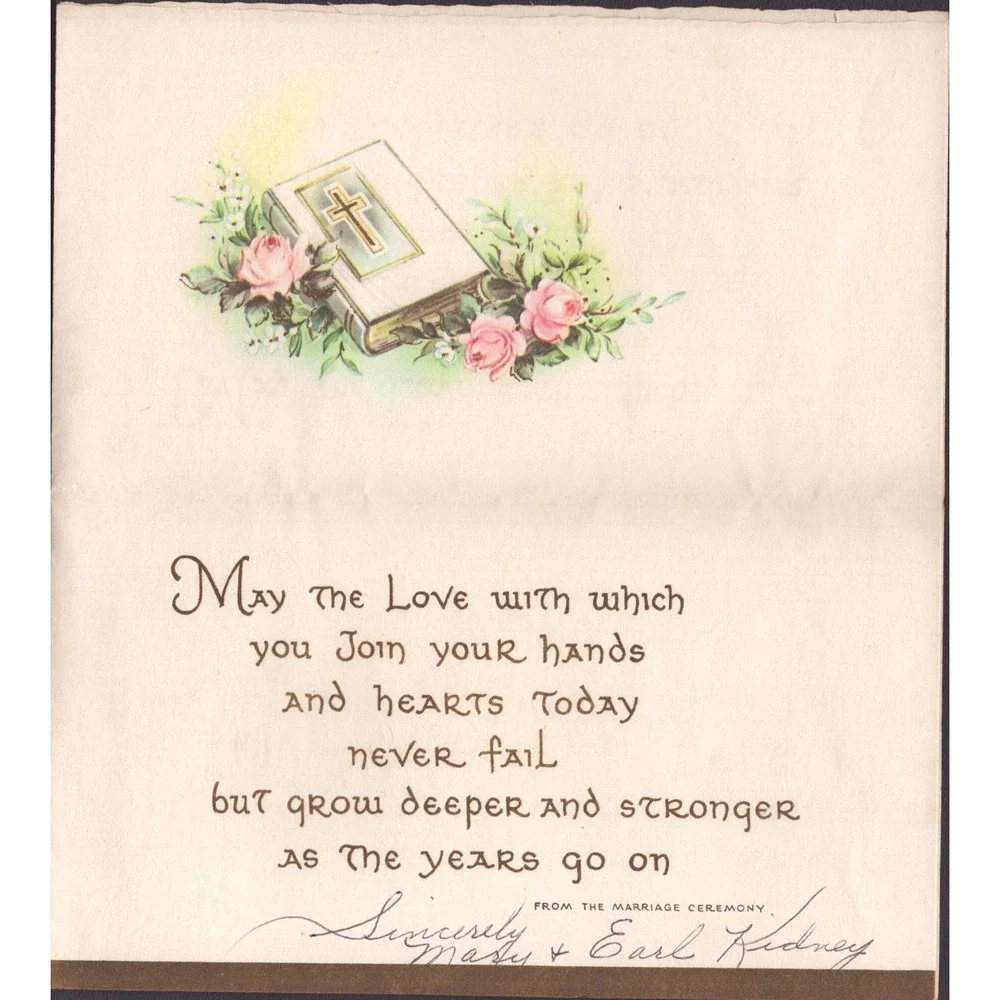 Vintage Religious Wedding Greeting Card Miraculous Medal Cross Bluebird FG-10